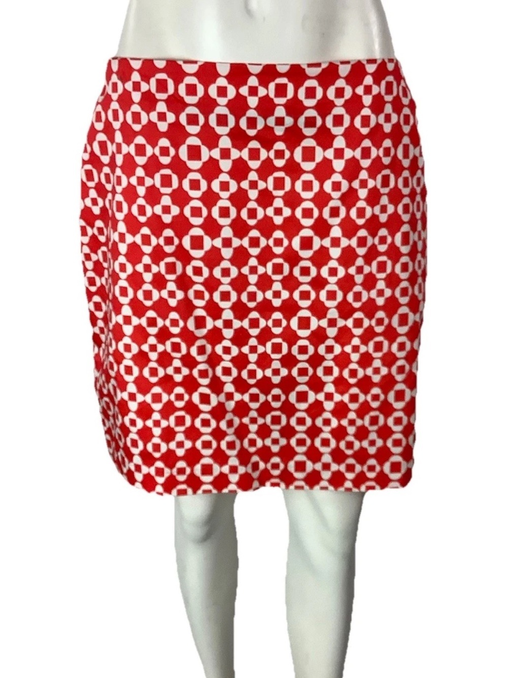 Boden Sz 8 A-Line Geometric Print Mod Preppy Look Business Casual Skirt Red